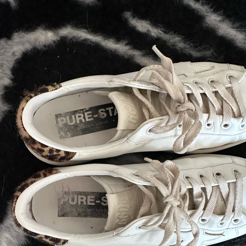 Purestar Golden Goose White Leather Sneakers with Leopard Heel Tab - Picture 7 of 8
